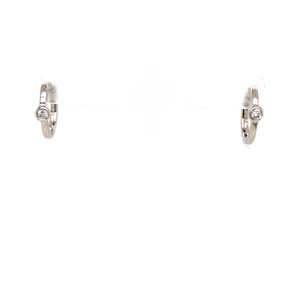 14k White Gold Diamond Huggie Earrings .05ctw