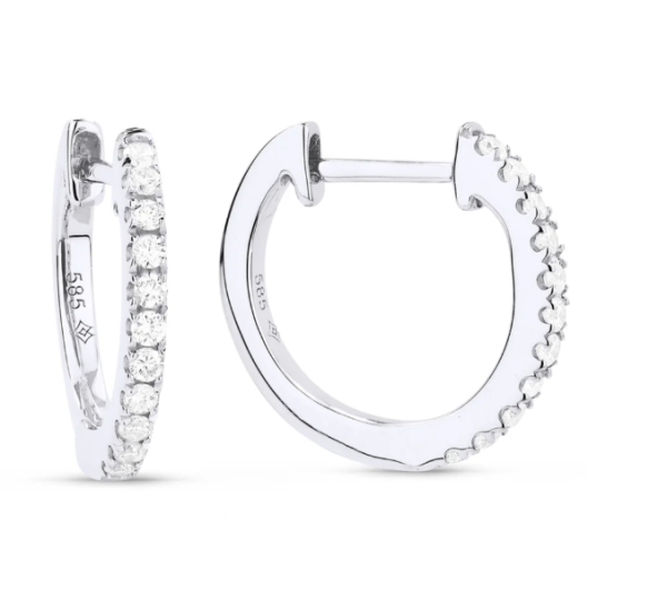 14k White Gold Diamond Huggie Earrings .14ctw