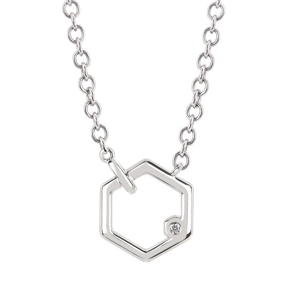 Diva Diamonds Sterling Silver Hexagon Diamond Pendant