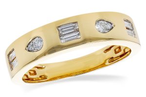 14k Yellow Gold Diamond Pear and Baguette Ring