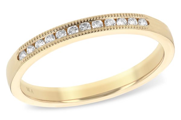 14k Yellow Gold Milgrain Channel Set Diamond Band .12ctw