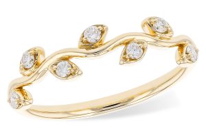 14k Yellow Gold Diamond Leaf Band