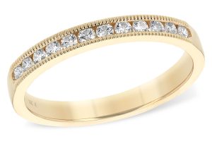 14k Yellow Gold Milgrain Channel Set Diamond Band .25ctw