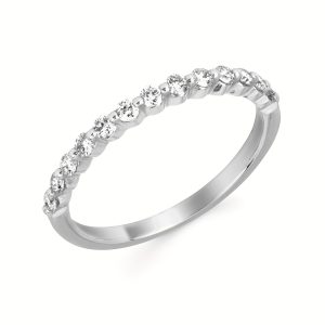 14k White Gold Diamod Shared Prong Band .33ctw