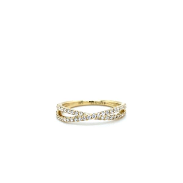 14k Yellow Gold Diamond Crossover Ring