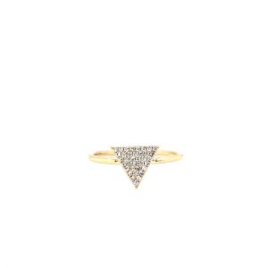14k Yellow Gold Diamond Triangle Ring