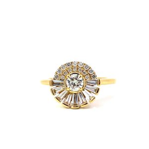 18k Yellow Gold Diamond Baguette Ring .72ctw