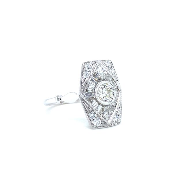 18k White Gold Diamond Vintage Inspired Ring 1.26ctw - Image 2