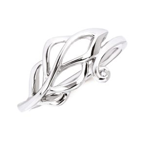 Diva Diamonds Sterling Silver Diamond Leaf Ring