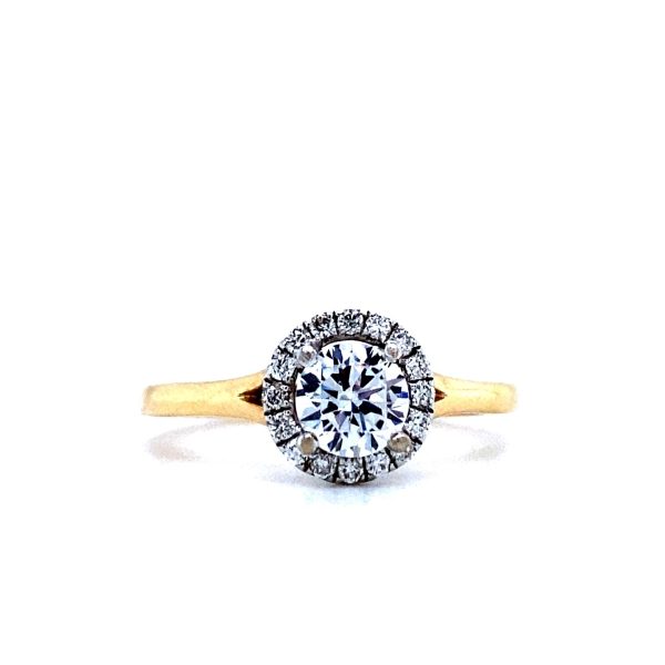 14k Two Tone Gold Diamond Halo Engagement Ring Mounting .17ctw
