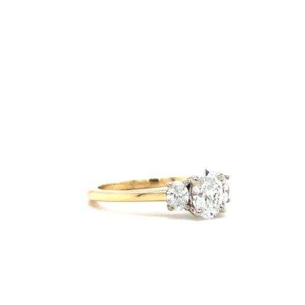 14k Two Tone Gold Diamond Oval Three Stone Ring .89ctw - Image 2