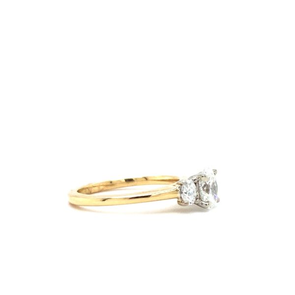 14k Two Tone Gold Diamond Oval Three Stone Ring .89ctw - Image 3