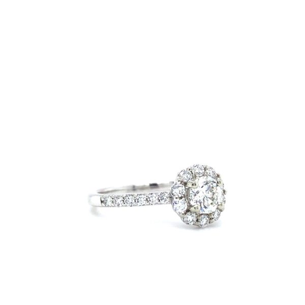 14k White Gold Diamond Halo Engagement Ring .94ctw - Image 2