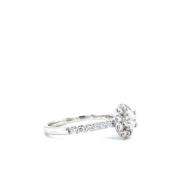 14k White Gold Diamond Halo Engagement Ring .94ctw - Image 3