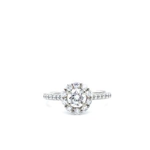 14k White Gold Diamond Halo Engagement Ring .94ctw
