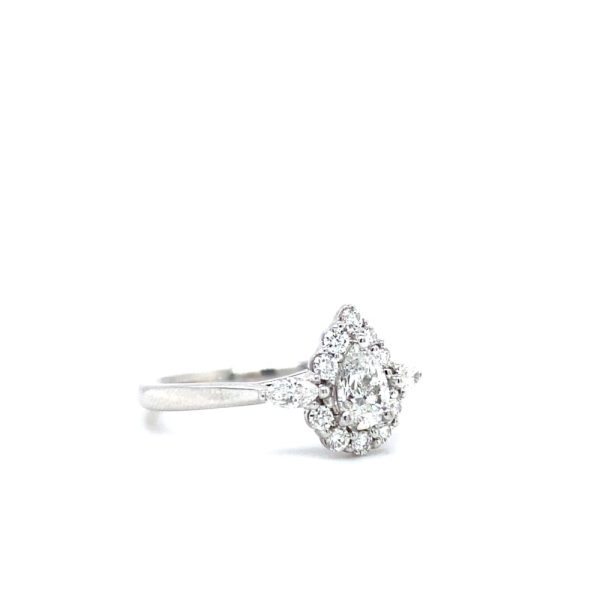14k White Gold Diamond Pear Halo Engagement Ring .73ctw - Image 2