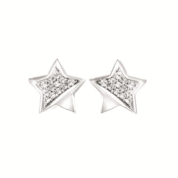 Sterling Silver Diamond Star Stud Earrings