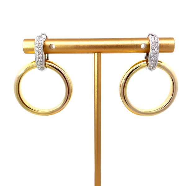14k Two Tone Gold Diamond Door Knocker Earrings