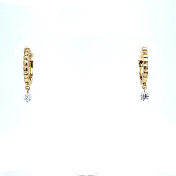14k Yellow Gold Pierced Diamond Huggie Earrings