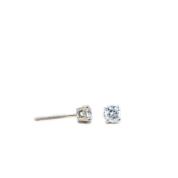 14k White Gold Diamond Stud Earrings .66ctw - Image 2