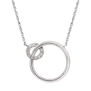 14k White Gold Diamond Interlocking Circle Necklace