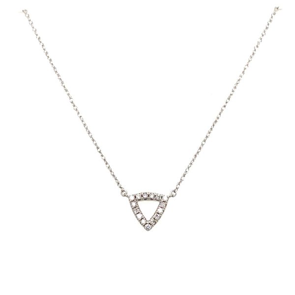 14k White Gold Diamond Open Triangle Pendant