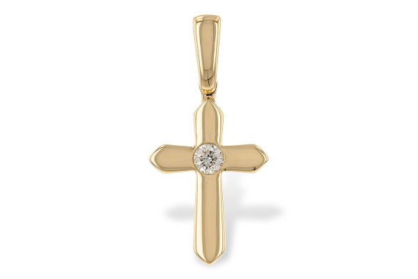 14k Yellow Gold Diamond Cross Pendant