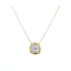 14k Two Tone Gold Diamond Cluster Pendant
