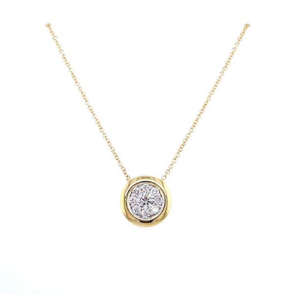 14k Two Tone Gold Diamond Cluster Pendant