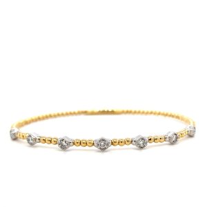 14k Two Tone Gold Diamond Flexible Bangle Bracelet