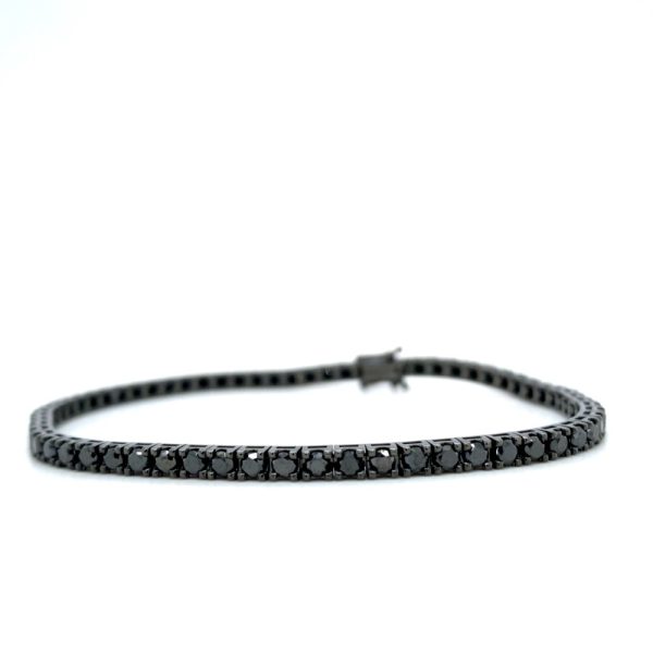 18k Black Rhodium Black Diamond Tennis Bracelet