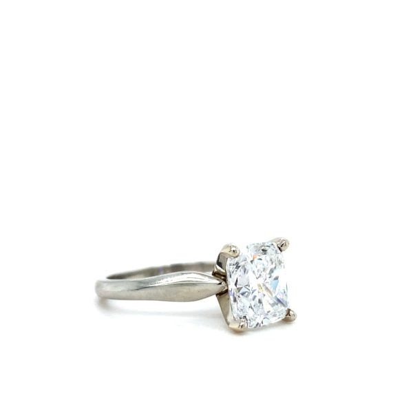 14k White Gold Lab Grown Diamond Cushion Solitaire Engagement Ring 3.01ct - Image 2