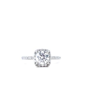 14k White Gold Lab Grown Diamond Square Halo Engagement Ring