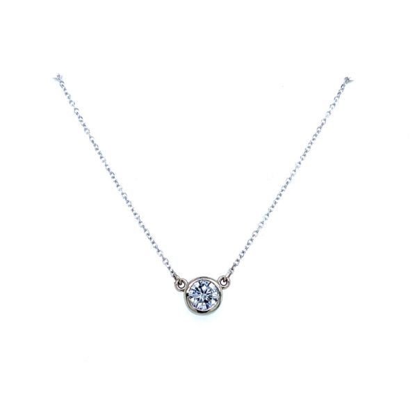 14k White Gold Lab Grown Diamond Solitaire Pendant .50ct