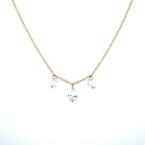 14ky LAB GRWN 2 br rnd @ .50ctw / .26ct pear dangle necklace