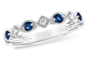 14k White Gold Sapphire and Diamond Band