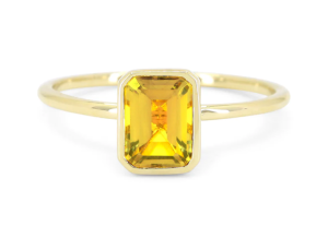 14k Yellow Gold Citrine Bezel Birthstone Ring