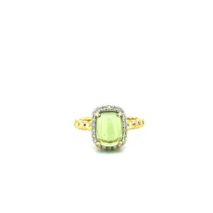 14k Yellow Gold Peridot and Diamond Ring