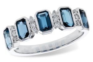 14k White Gold London Blue Topaz and Diamond Ring