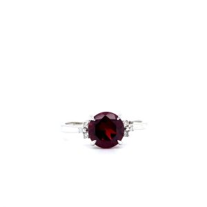 14k White Gold Garnet and Diamond Ring