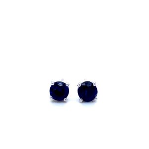 14k White Gold Sapphire Birthstone Stud Earrings 4mm