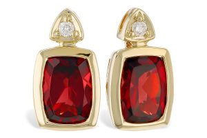 14k Yellow Gold Garnet and Diamond Stud Earrings