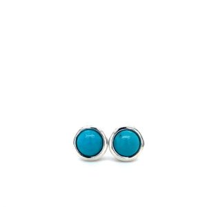 Sterling Silver Turquoise Bezel Stud Earrings