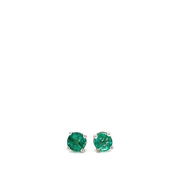 14k White Gold Emerald Birthstone Stud Earrings 3mm