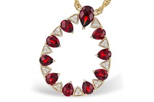 14k Yellow Gold Garnet and Diamond Pear Pendant
