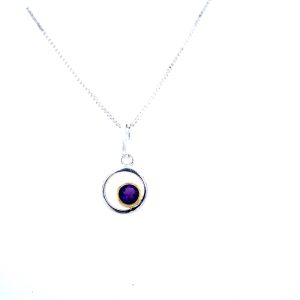 Sterling Silver and 22k Yellow Gold Vermeil Amethyst Circle Pendant