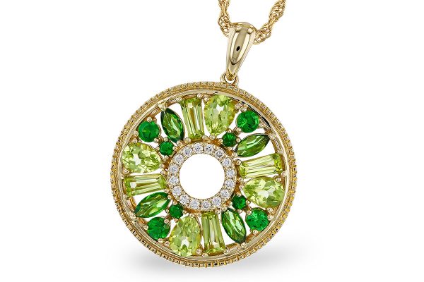 14k Yellow Gold Green Garnet and Peridot Pendant