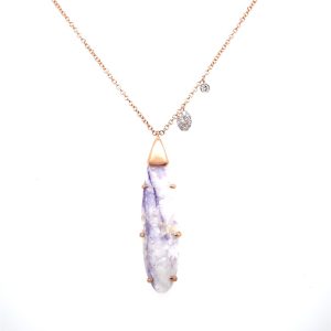 14k Rose Gold Purple Jasper and Diamond Necklace