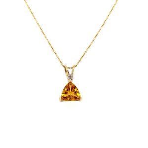 10k Yellow Gold Citrine and Diamond Pendant