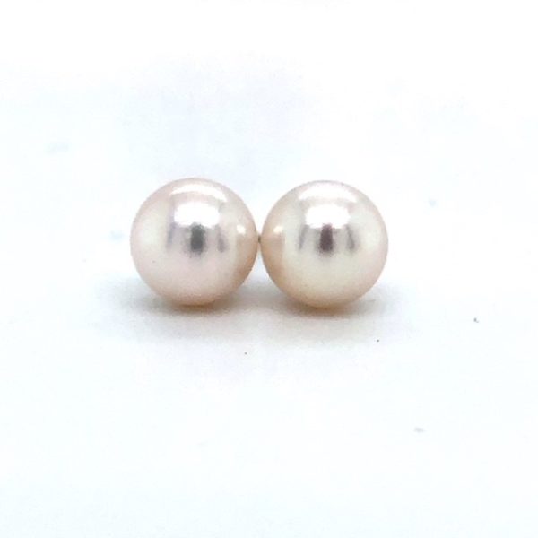 14k White Gold 9 mm Pearl Stud Earrings